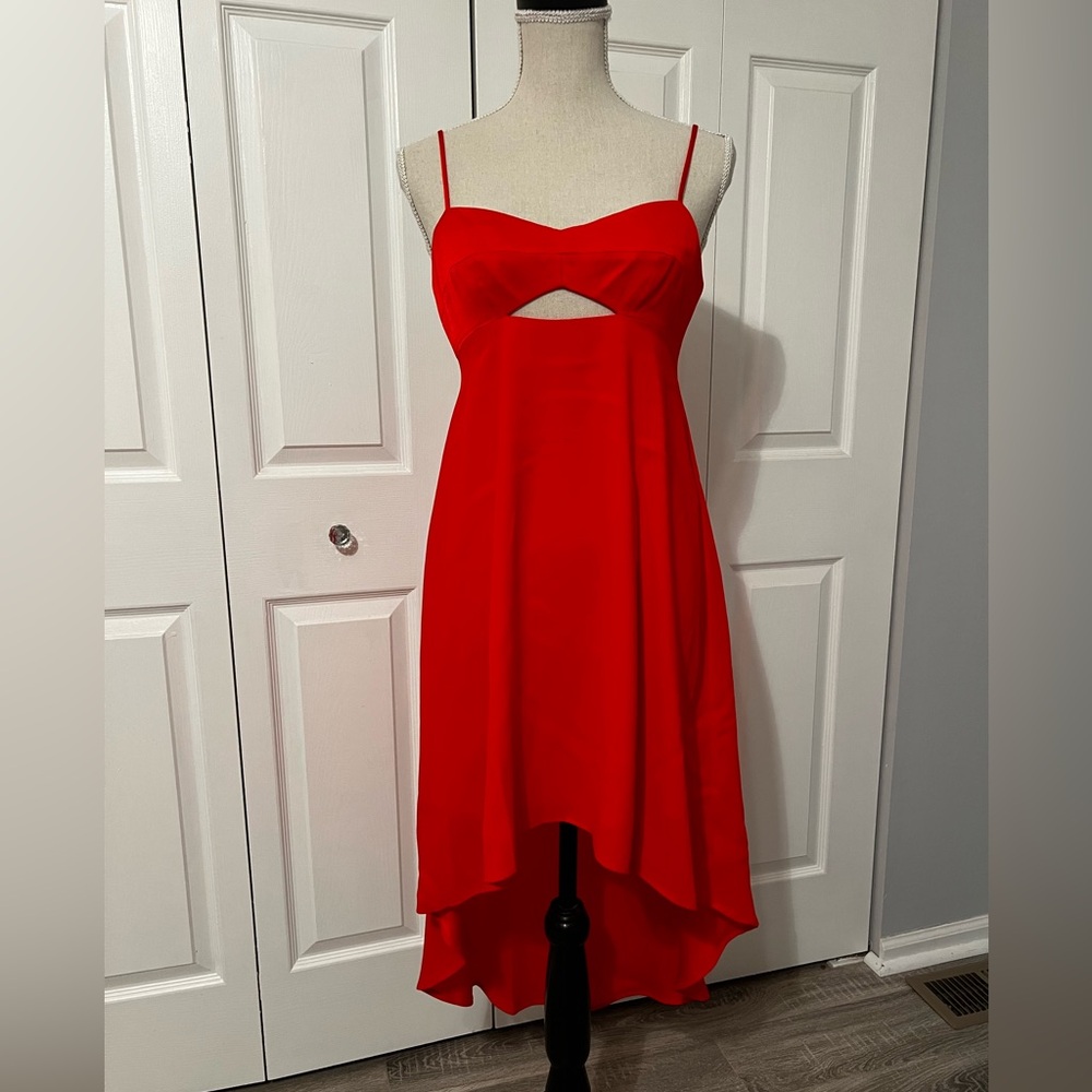 BCBGMaxAzria Striking Red High Low Dress